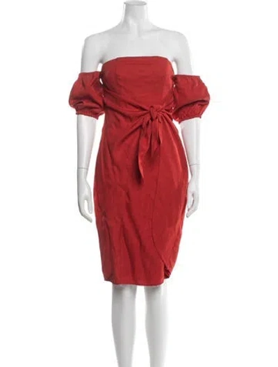 Pre-owned Lpa Off-the-shoulder Knee-length Dress In Red