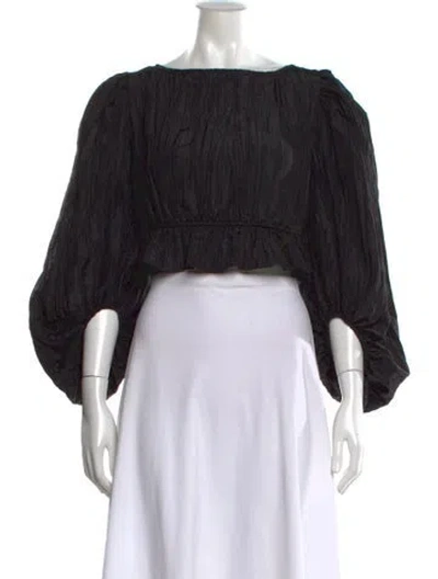 Pre-owned Lpa Off-the-shoulder Long Sleeve Crop Top In Black