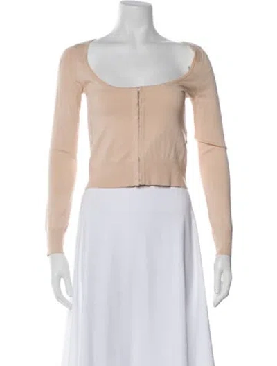 Pre-owned Lpa Off-the-shoulder Long Sleeve Crop Top In Neutral