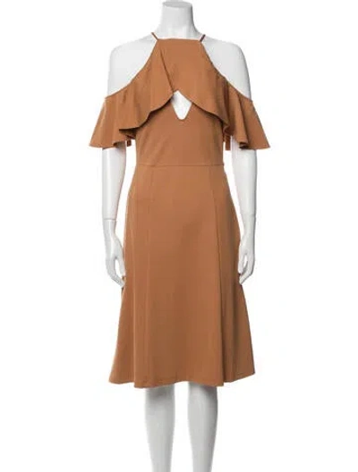 Pre-owned Lpa Off-the-shoulder Midi Length Dress In Neutral
