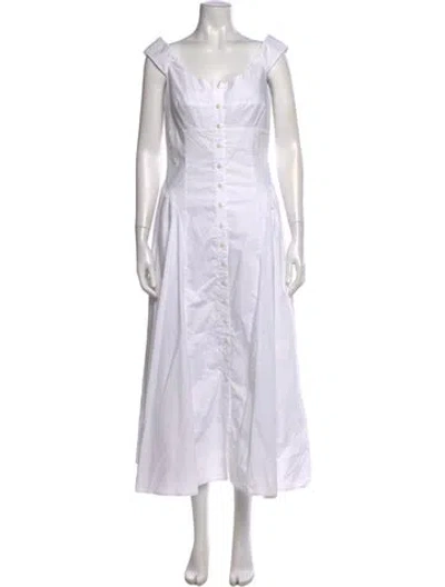 Pre-owned Lpa Off-the-shoulder Midi Length Dress In White
