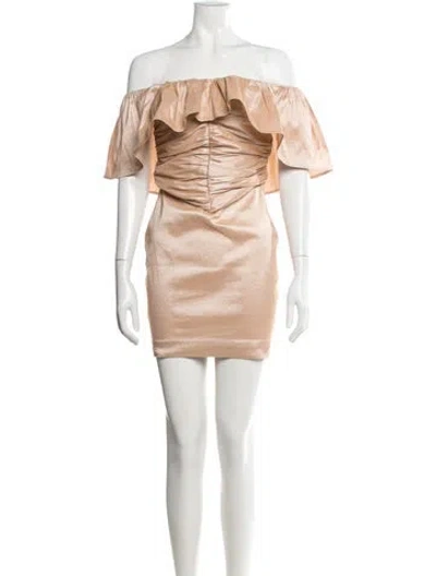 Pre-owned Lpa Off-the-shoulder Mini Dress In Neutral