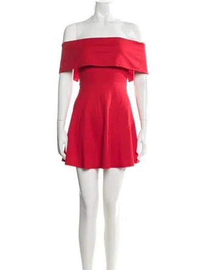 Pre-owned Lpa Off-the-shoulder Mini Dress In Red