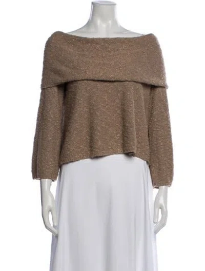 Pre-owned Lpa Off-the-shoulder Sweater In Brown