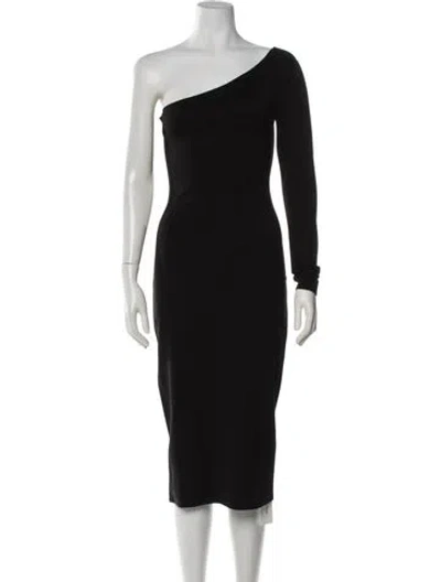 Pre-owned Lpa One-shoulder Knee-length Dress In Black