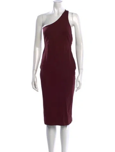 Pre-owned Lpa One-shoulder Knee-length Dress In Burgundy