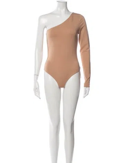 Pre-owned Lpa One-shoulder Long Sleeve Bodysuit In Neutrals