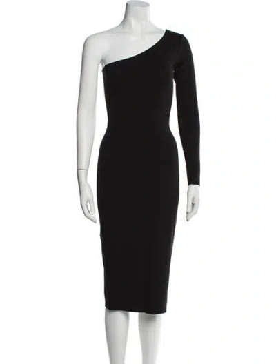 Pre-owned Lpa One-shoulder Midi Length Dress In Black