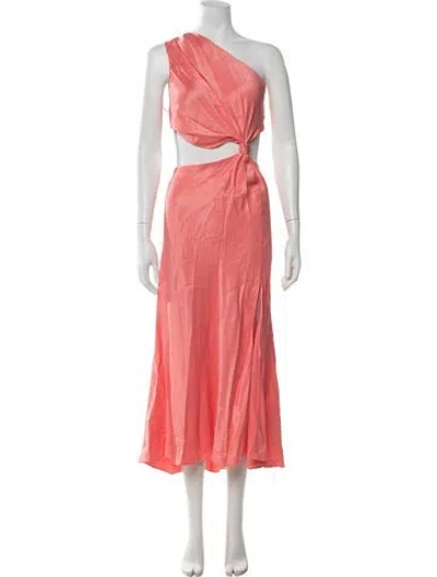 Pre-owned Lpa One-shoulder Midi Length Dress In Pink