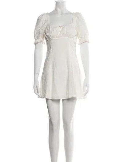 Pre-owned Lpa Patterned Mini Dress In White
