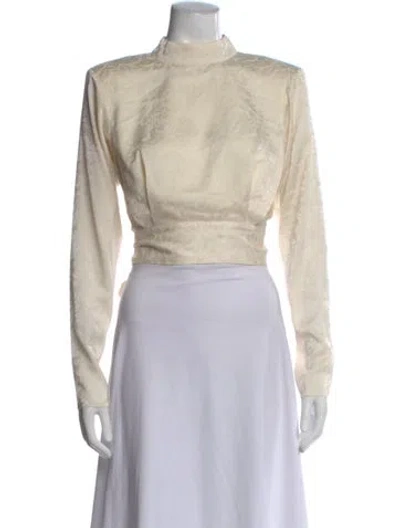 Pre-owned Lpa Patterned Mock Neck Top In Neutral