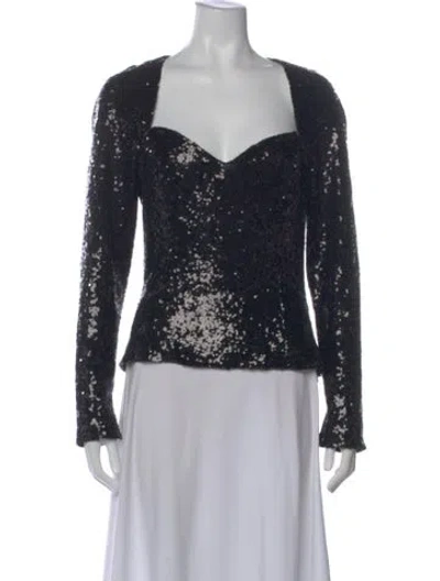 Pre-owned Lpa Patterned Square Neckline Top In Black
