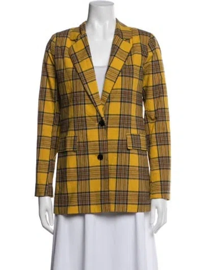 Pre-owned Lpa Plaid Print Blazer W/ Tags In Yellow