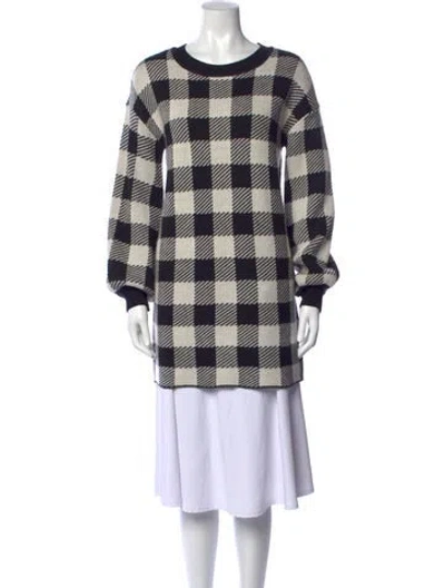 Pre-owned Lpa Plaid Print Crew Neck Sweater In Black/white