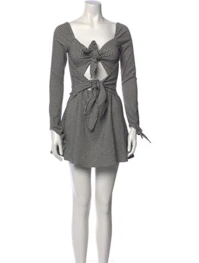 Pre-owned Lpa Plaid Print Mini Dress In Black