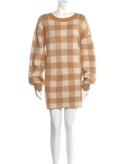 Pre-owned Lpa Plaid Print Mini Dress In Neutral