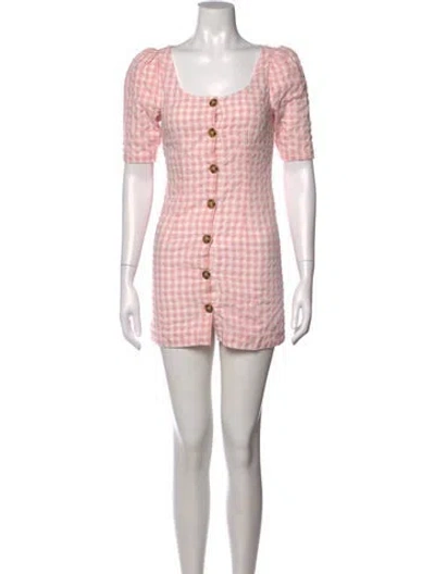 Pre-owned Lpa Plaid Print Mini Dress In Pink