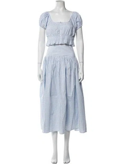 Pre-owned Lpa Plaid Print Skirt Set In Blue