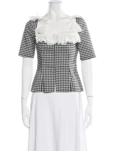 Pre-owned Lpa Plaid Print Square Neckline Top W/ Tags In White