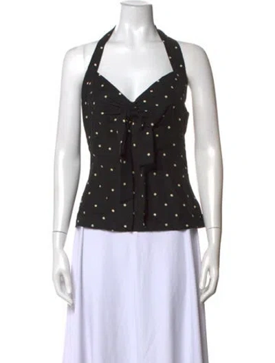 Pre-owned Lpa Polka Dot Print Halterneck Top In Black
