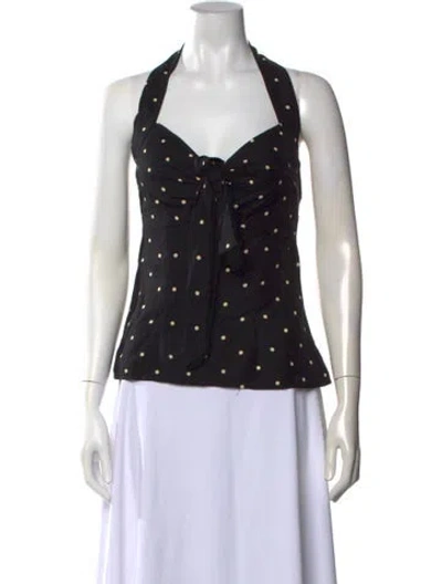 Pre-owned Lpa Polka Dot Print Halterneck Top In Black