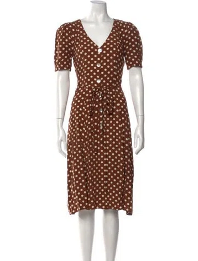 Pre-owned Lpa Polka Dot Print Knee-length Dress In Brown