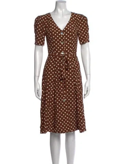 Pre-owned Lpa Polka Dot Print Knee-length Dress In Brown