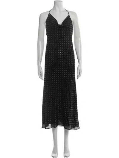 Pre-owned Lpa Polka Dot Print Long Dress In Black