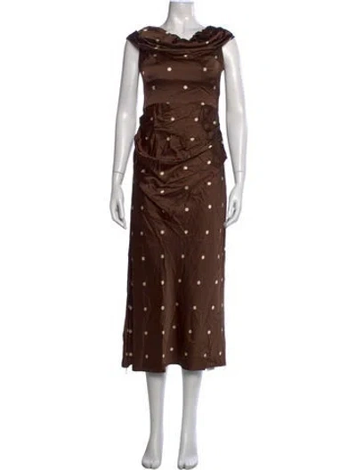 Pre-owned Lpa Polka Dot Print Long Dress In Brown