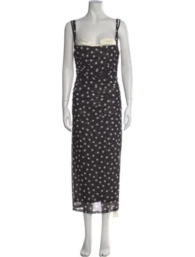 Pre-owned Lpa Polka Dot Print Long Dress In Gray
