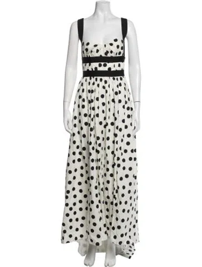 Pre-owned Lpa Polka Dot Print Long Dress W/ Tags In Neutrals/white