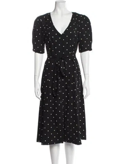 Pre-owned Lpa Polka Dot Print Midi Length Dress In Blue