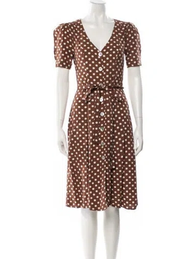 Pre-owned Lpa Polka Dot Print Midi Length Dress In Brown