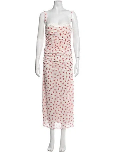 Pre-owned Lpa Polka Dot Print Midi Length Dress In Pink