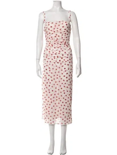 Pre-owned Lpa Polka Dot Print Midi Length Dress W/ Tags In Pink