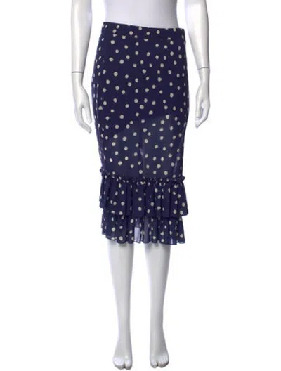 Pre-owned Lpa Polka Dot Print Midi Length Skirt In Blue
