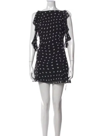 Pre-owned Lpa Polka Dot Print Mini Dress In Black
