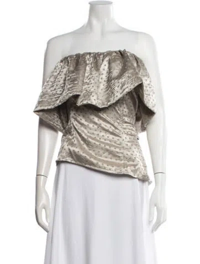 Pre-owned Lpa Polka Dot Print Off-the-shoulder Top In Multi