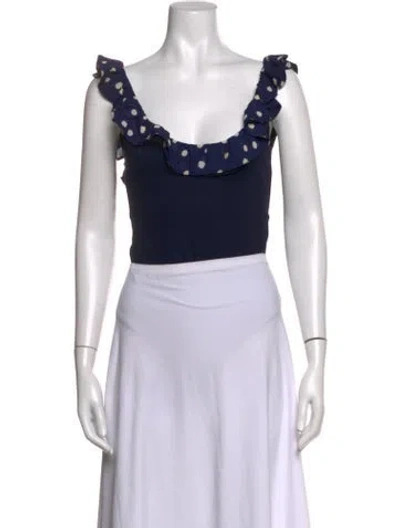 Pre-owned Lpa Polka Dot Print Scoop Neck Crop Top In Neutrals