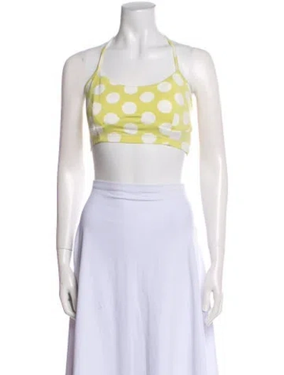 Pre-owned Lpa Polka Dot Print Square Neckline Crop Top In Multi