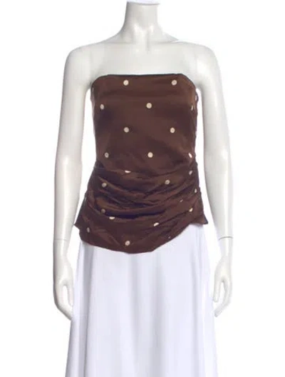 Pre-owned Lpa Polka Dot Print Strapless Top W/ Tags In Brown