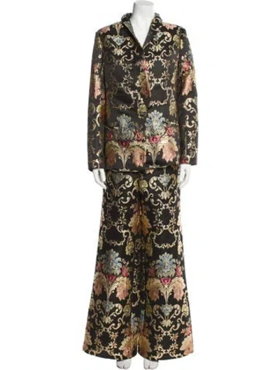 Pre-owned Lpa Printed Embroidered Accent Pant Set In Multi