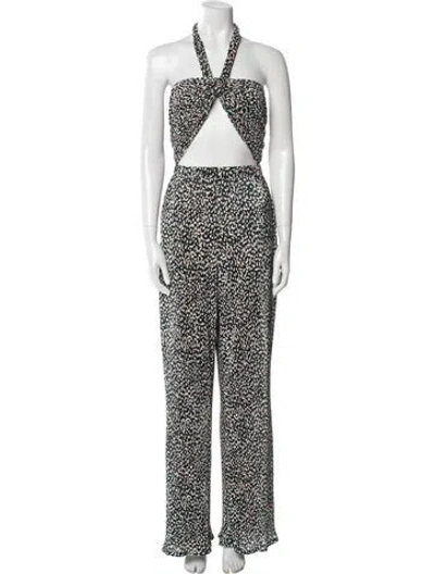 Pre-owned Lpa Printed Halterneck Jumpsuit In Black
