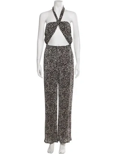 Pre-owned Lpa Printed Halterneck Jumpsuit In Black