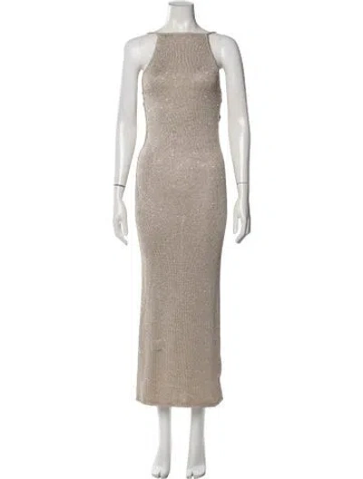 Pre-owned Lpa Printed Long Dress In Neutrals