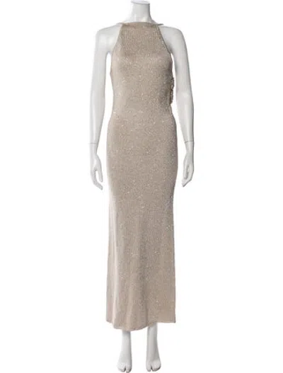 Pre-owned Lpa Printed Long Dress In Neutrals