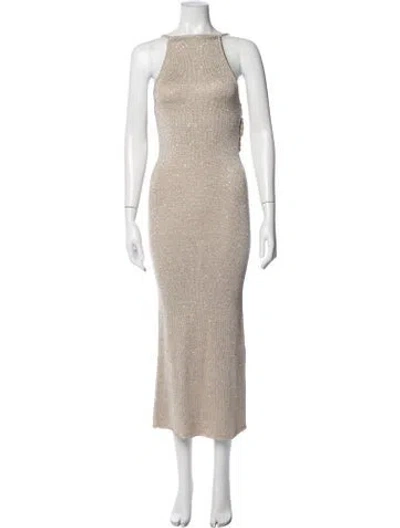 Pre-owned Lpa Printed Long Dress W/ Tags In Neutral