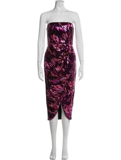 Pre-owned Lpa Printed Midi Length Dress In Red