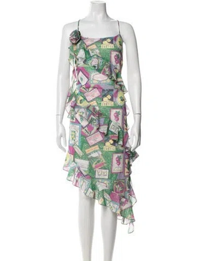 Pre-owned Lpa Printed Midi Length Dress W/ Tags In Green
