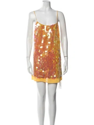 Pre-owned Lpa Printed Mini Dress In Yellow